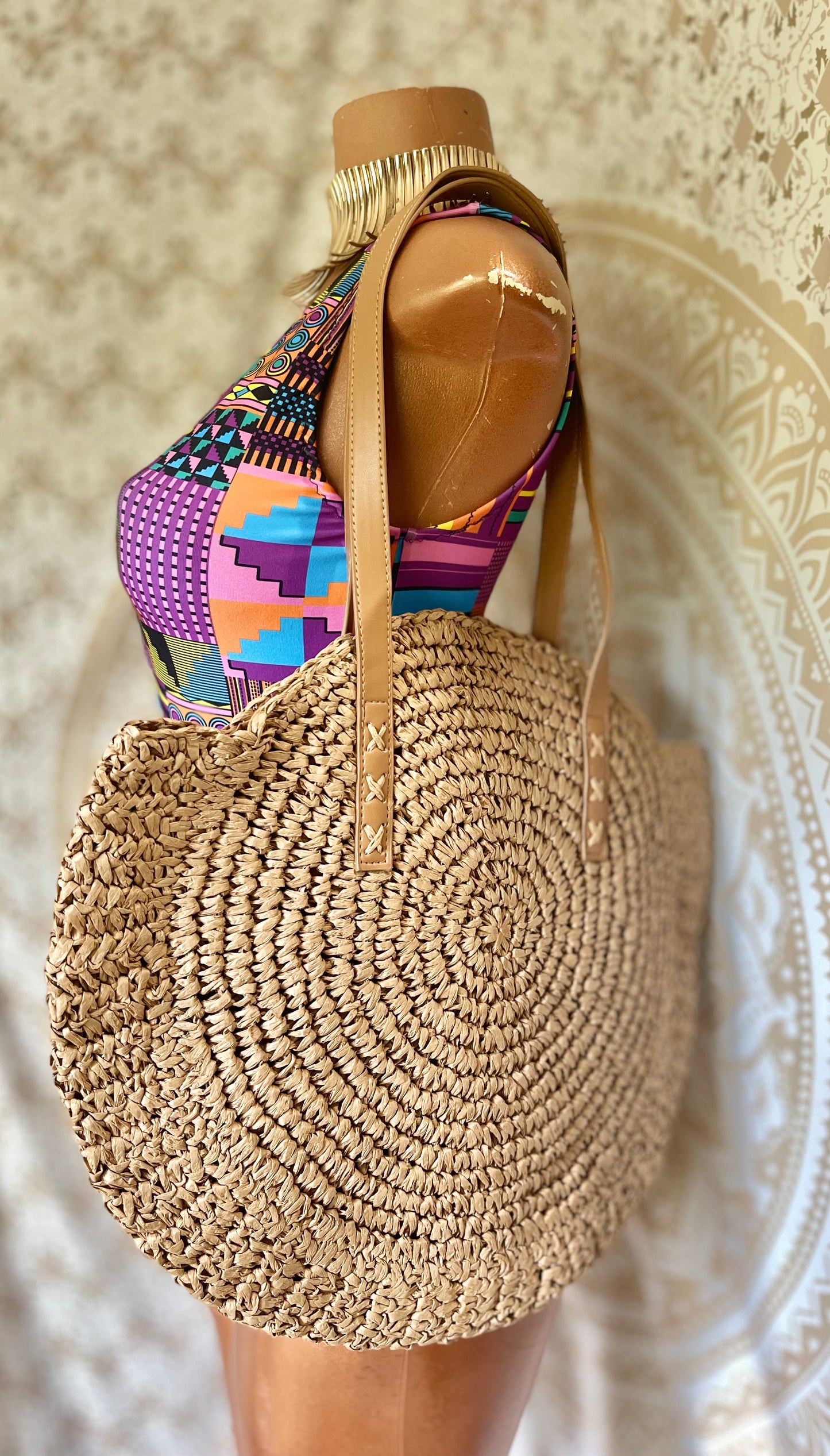 Vegan Straw Beach Bag
